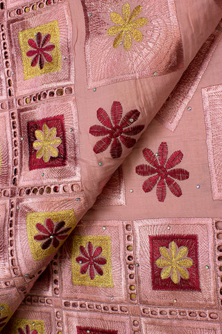 IRE544-DPW - Voile Lace - Dusty Pink, Wine & Gold Lurex