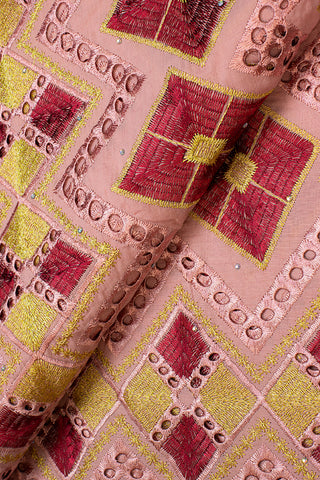 IRE545-DPW - Voile Lace - Dusty Pink, Wine & Gold Lurex