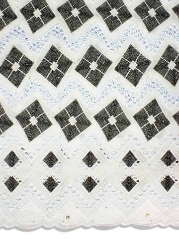 IRE545-WBK - Voile Lace - White, Black & Silver Lurex