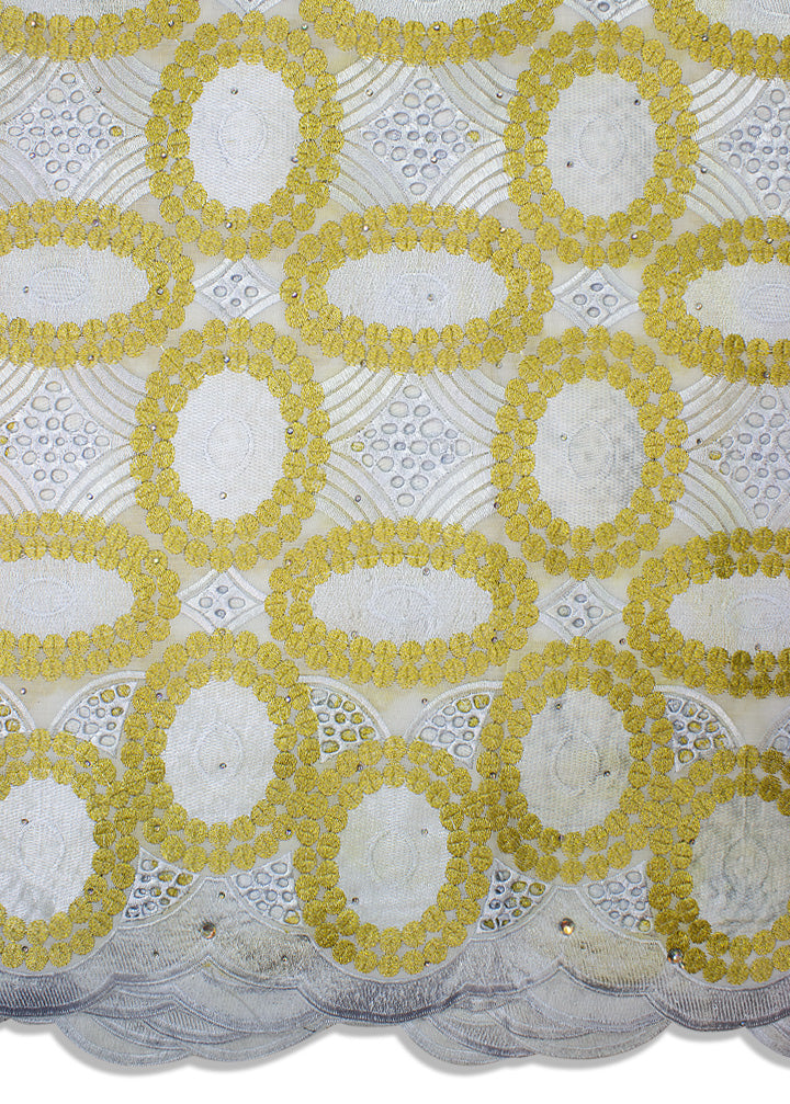 IRE549-WGD - Voile Lace - White & Gold Lurex