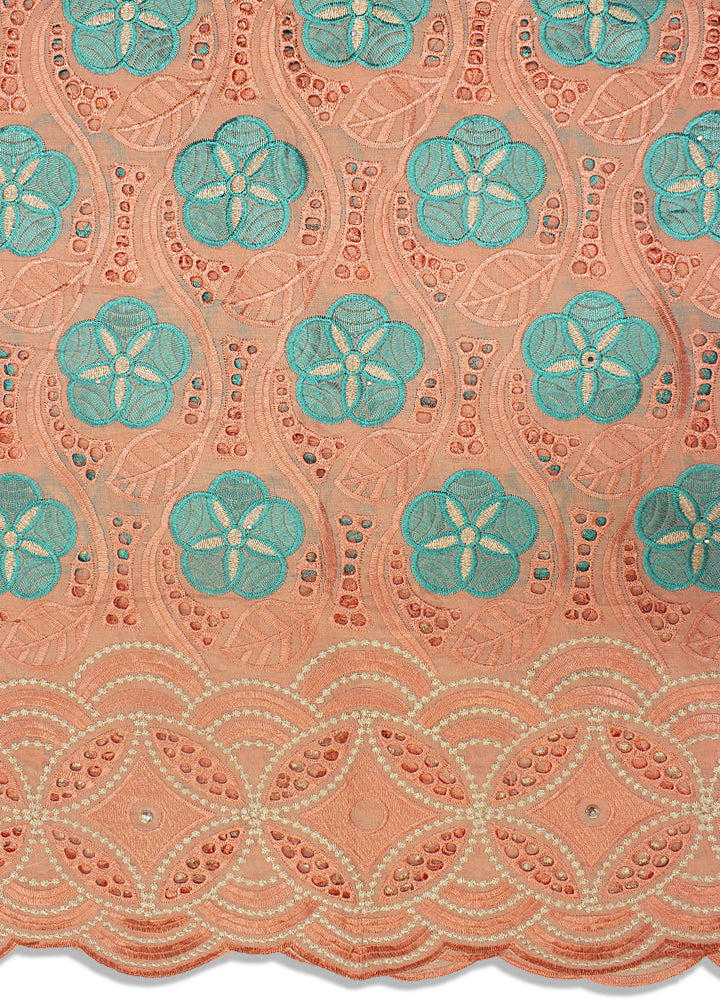 IRE553-PCH - Voile Lace - Peach & Mint