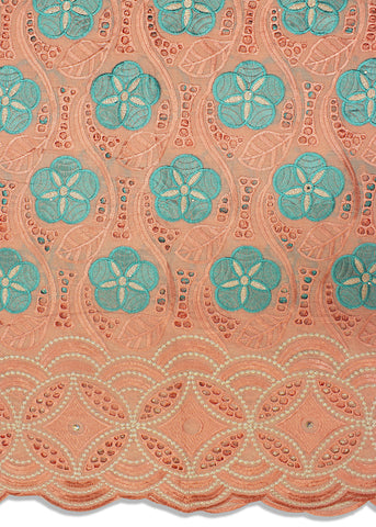 IRE553-PCH - Voile Lace - Peach & Mint