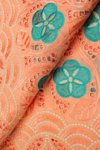 IRE553-PCH - Voile Lace - Peach & Mint