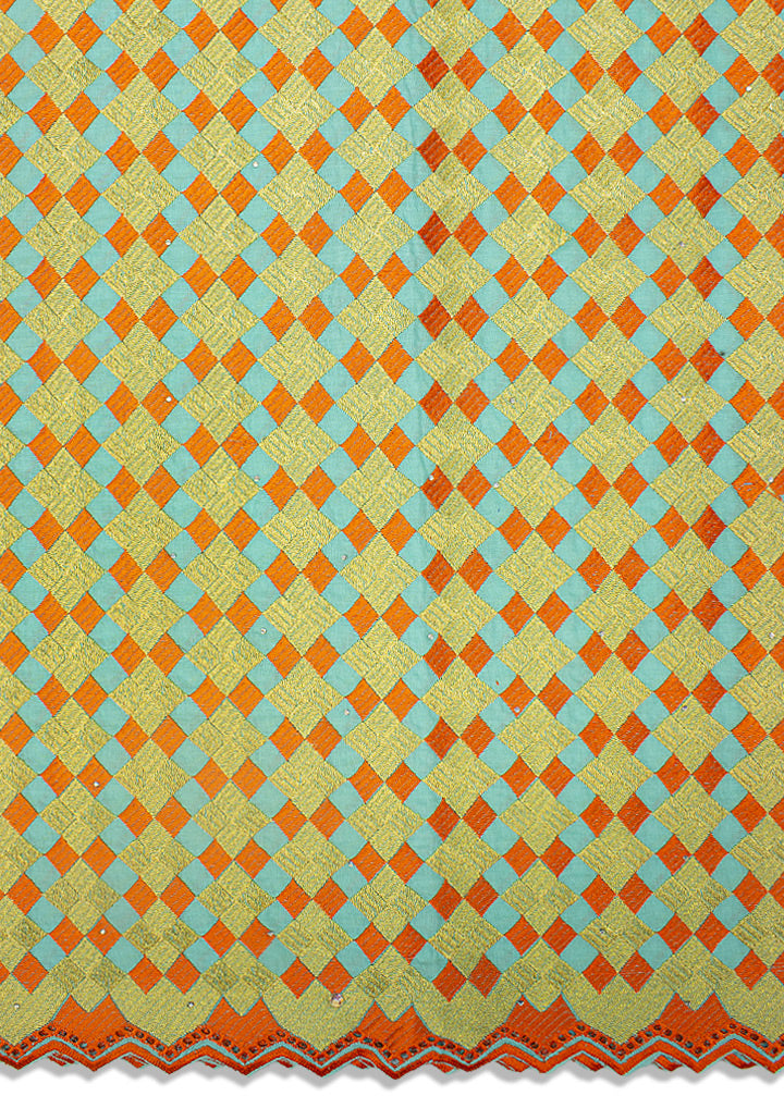 IRE554-MNT - Voile Lace -  Mint, Orange & Gold