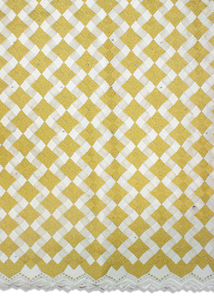 IRE554-WGD - Voile Lace - White & Gold