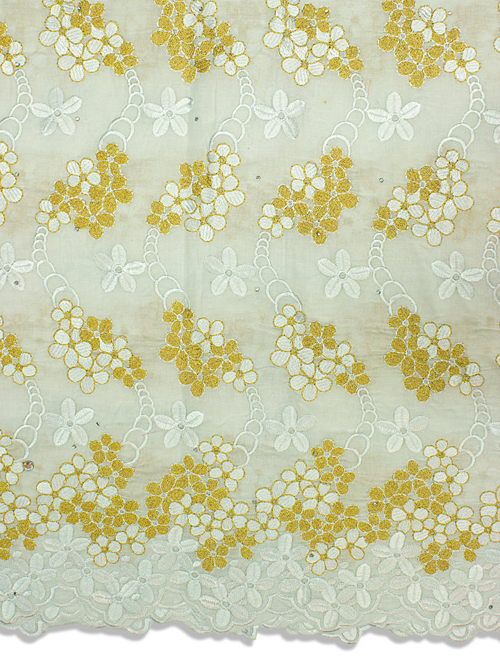 IRE557-WGD - Voile Lace - White & Gold