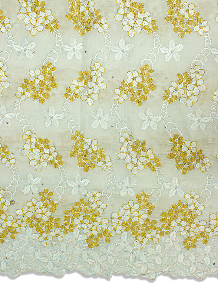 IRE557-WGD - Voile Lace - White & Gold