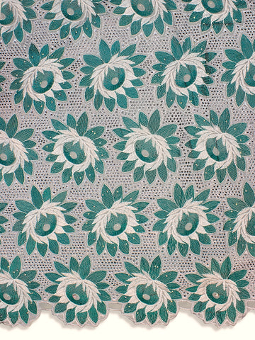 IRE560-GRY - Voile Lace - Grey & Mint Green