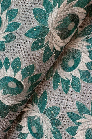 IRE560-GRY - Voile Lace - Grey & Mint Green