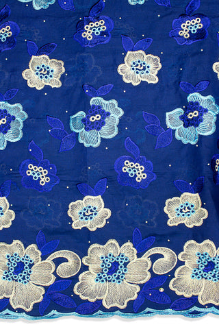 IRE561-RBL - Voile Lace - Royal Blue, Turquoise & Gold