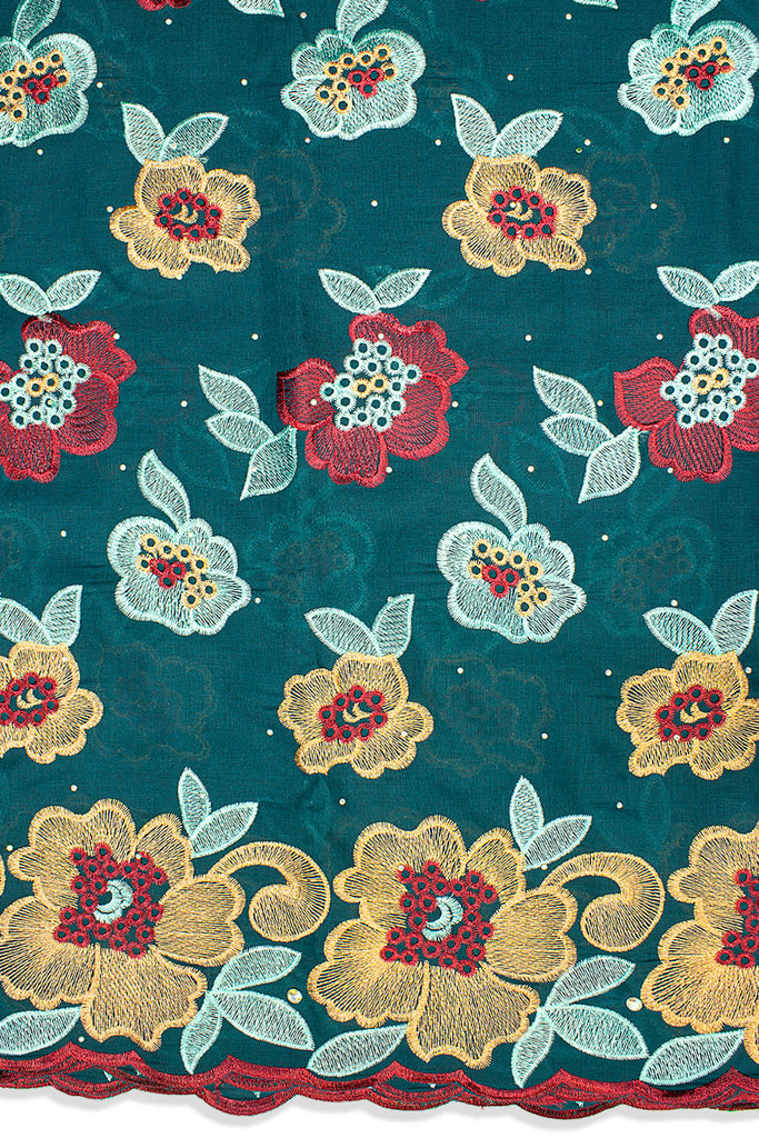 IRE561-TLG - Voile Lace - Teal, Wine, Aqua & Gold
