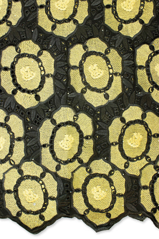 IRE563-BLK - Voile Lace - Black & Gold