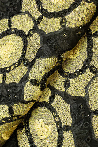 IRE563-BLK - Voile Lace - Black & Gold