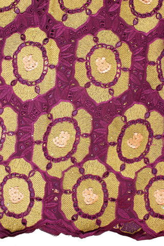 IRE563-MAG - Voile Lace - Magenta & Gold