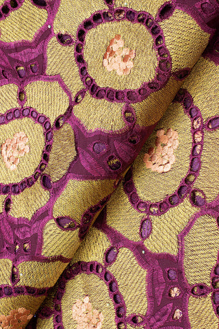IRE563-MAG - Voile Lace - Magenta & Gold