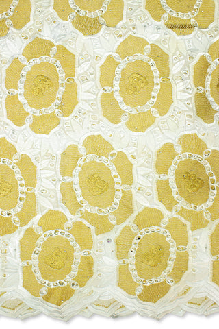 IRE563-WGD - Voile Lace - White & Gold