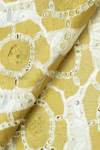IRE563-WGD - Voile Lace - White & Gold