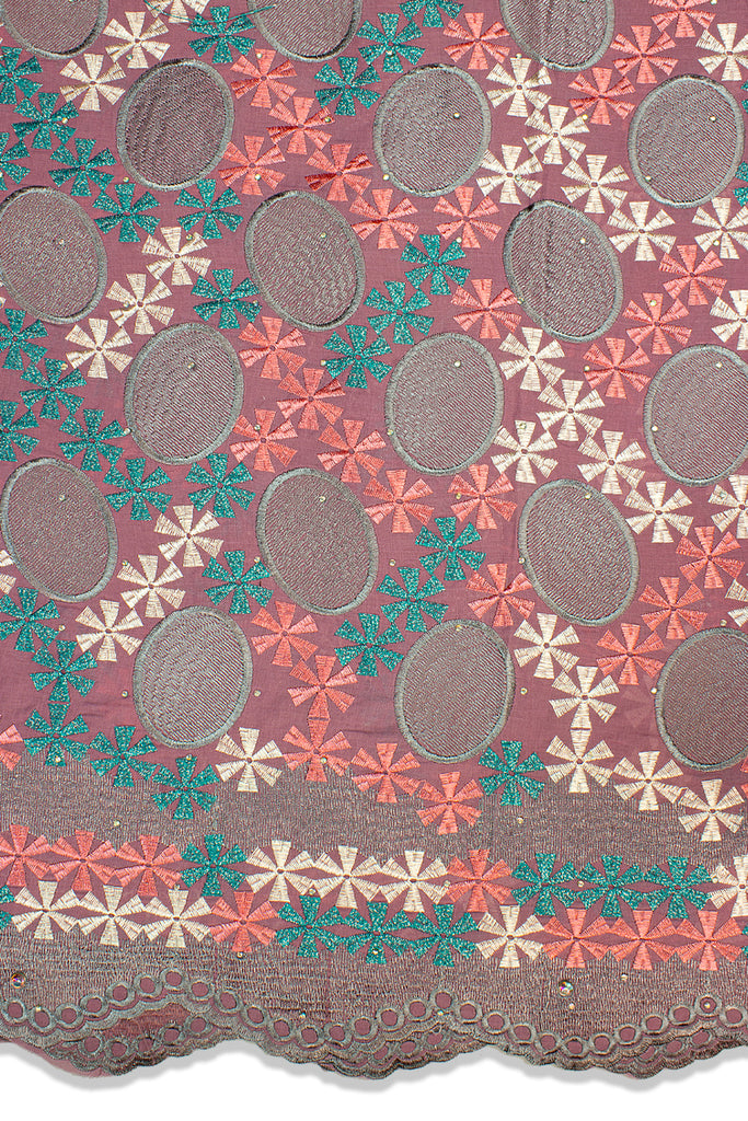 IRE564-ONI - Voile Lace - Onion, Grey & Teal