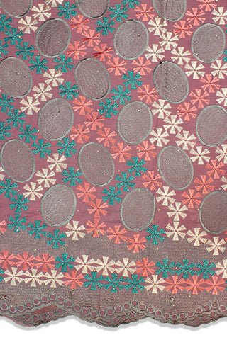 IRE564-ONI - Voile Lace - Onion, Grey & Teal