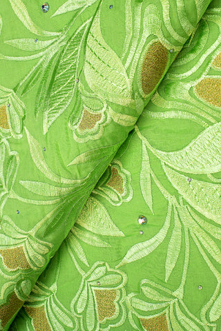 IRE565-LMG - Voile Lace - Lime Green & Gold
