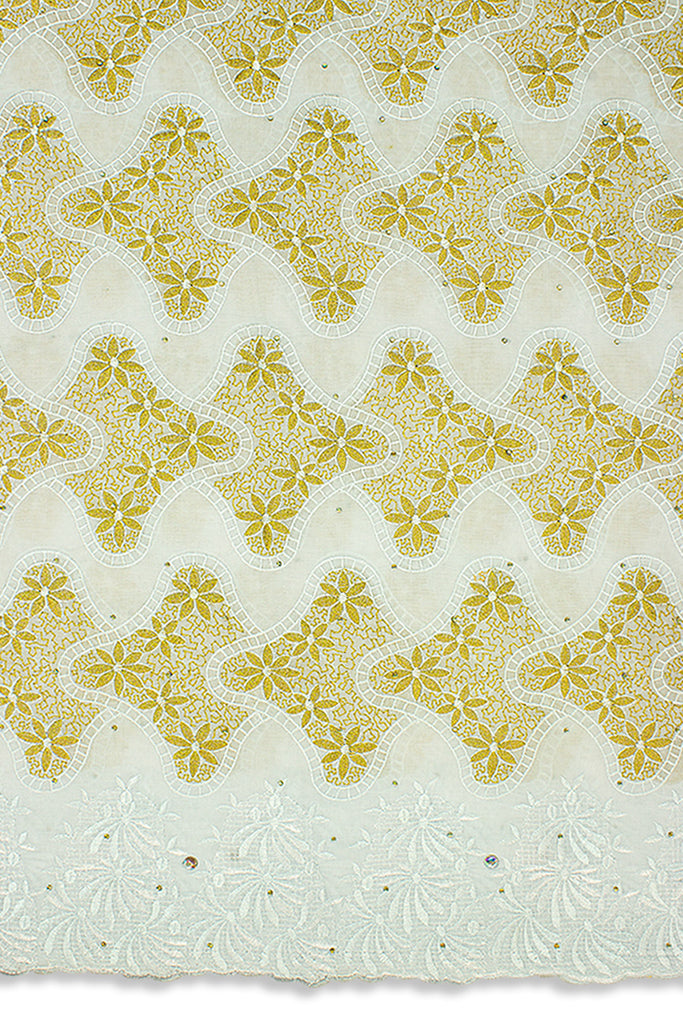 IRE572-WGD - Voile Lace - White & Gold