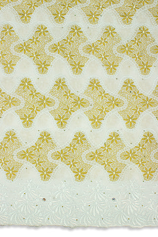 IRE572-WGD - Voile Lace - White & Gold
