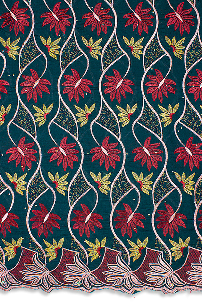 IRE575-TLG - Voile Lace - Teal Green & Wine