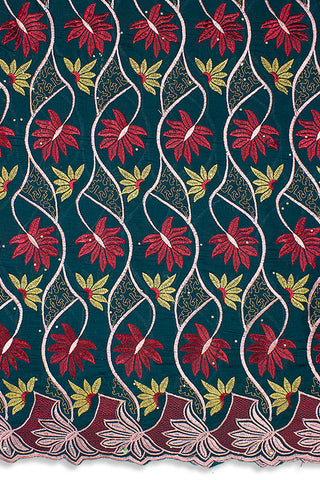 IRE575-TLG - Voile Lace - Teal Green & Wine