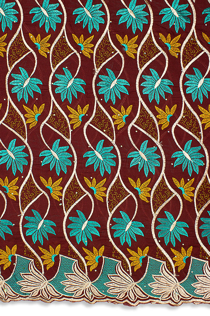 IRE575-WIN - Voile Lace - Wine & Sea Green