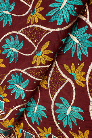 IRE575-WIN - Voile Lace - Wine & Sea Green