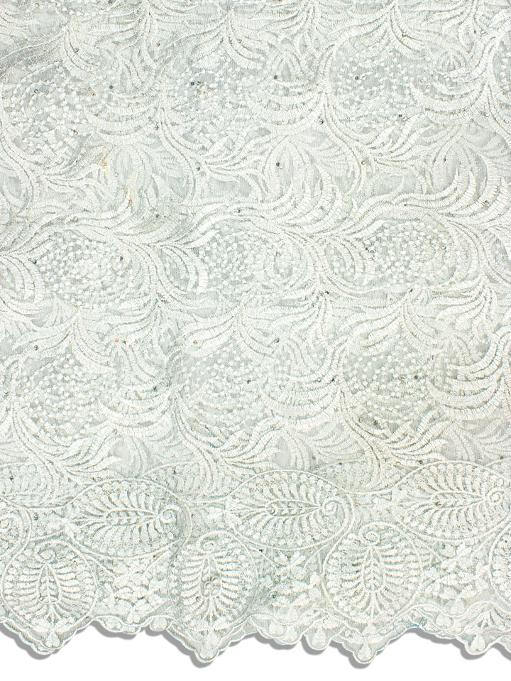 LFR229-WHT - French Lace with Beads - White