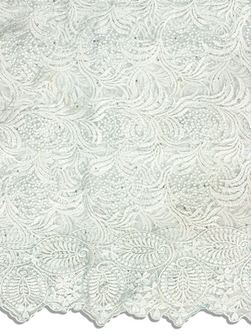 LFR229-WHT - French Lace with Beads - White