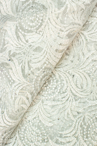 LFR229-WHT - French Lace with Beads - White