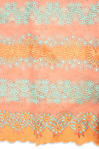 LFR232-PCH - French Lace - Peach & Aqua