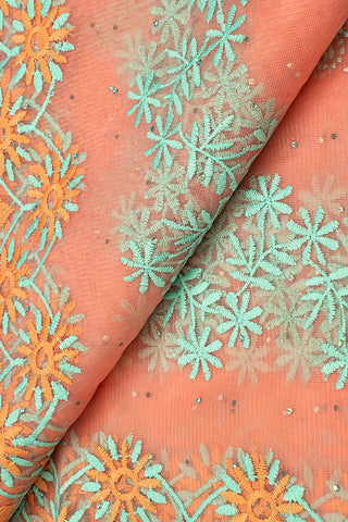 LFR232-PCH - French Lace - Peach & Aqua