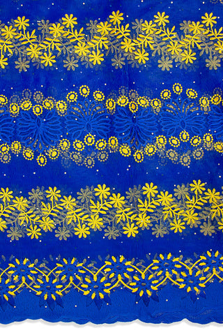 LFR232-RBL - French Lace - Royal Blue & Yellow