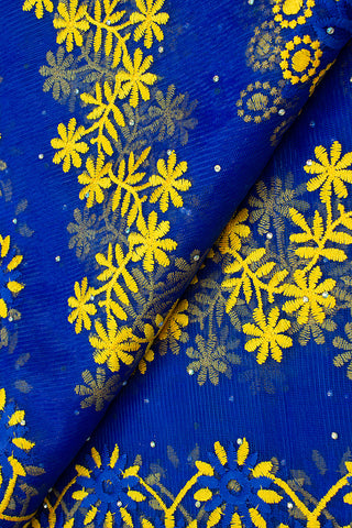 LFR232-RBL - French Lace - Royal Blue & Yellow
