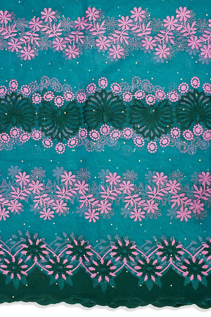 LFR232-SGN - French Lace - Sea Green, Teal & Pink