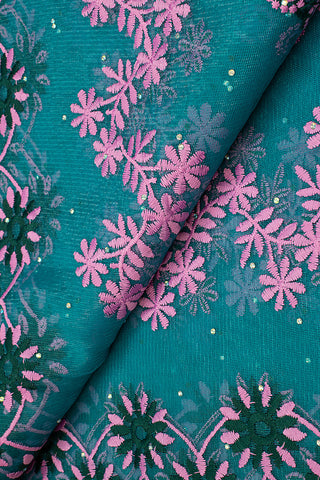 LFR232-SGN - French Lace - Sea Green, Teal & Pink