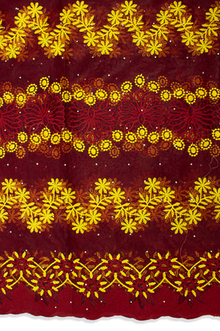 LFR232-WIN - French Lace - Wine & Yellow