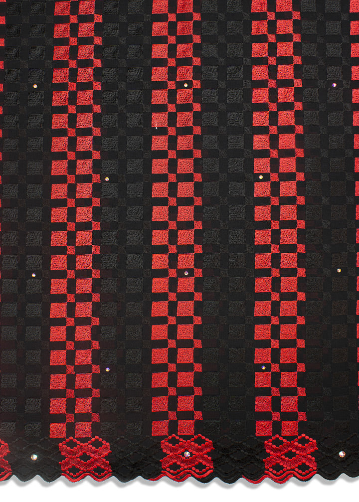 LTD487-BLK - Limited Edition, Swiss Voile Lace - Black & Red