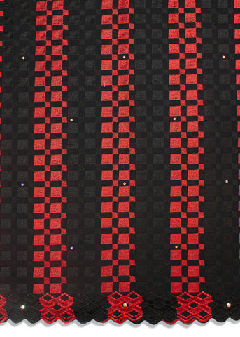 LTD487-BLK - Limited Edition, Swiss Voile Lace - Black & Red
