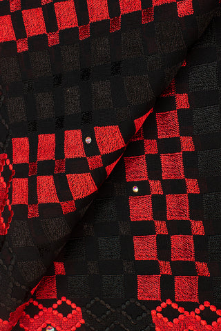 LTD487-BLK - Limited Edition, Swiss Voile Lace - Black & Red