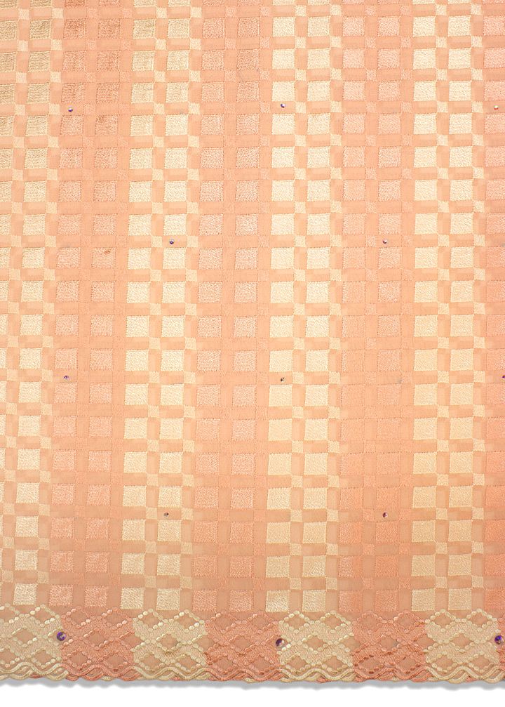 LTD487-PCH - Limited Edition, Swiss Voile Lace - Light Peach & Cream