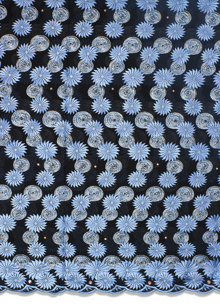 LTD488-BSB - Limited Edition, Swiss Voile Lace - Black & Sea Blue