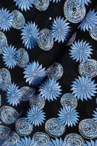 LTD488-BSB - Limited Edition, Swiss Voile Lace - Black & Sea Blue