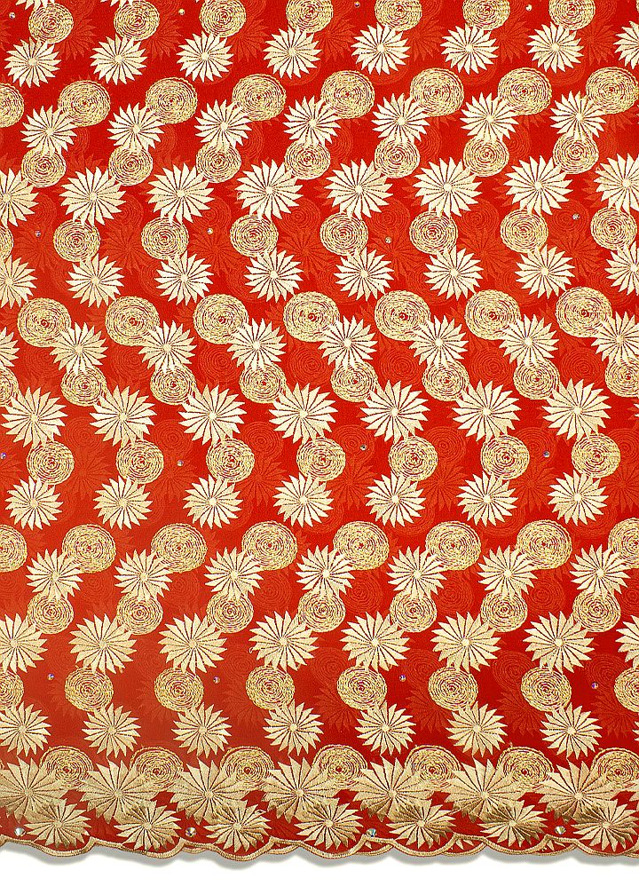 LTD488-RED - Limited Edition, Swiss Voile Lace - Red & Gold