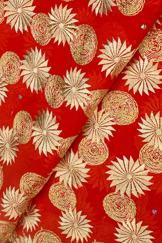 LTD488-RED - Limited Edition, Swiss Voile Lace - Red & Gold