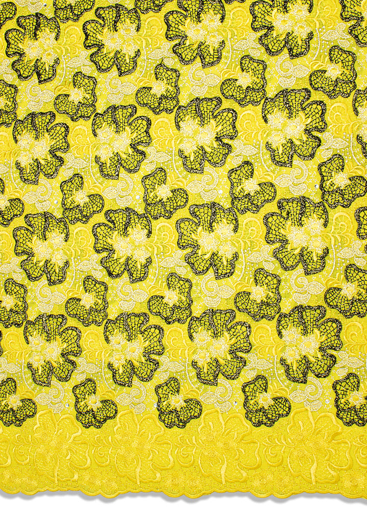 OCL157-YEL - Voile Lace, Made In Austria - Yellow & Gold Lurex