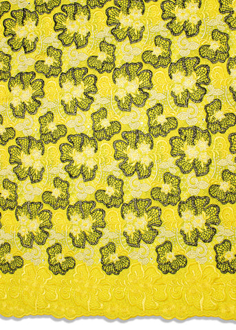 OCL157-YEL - Voile Lace, Made In Austria - Yellow & Gold Lurex